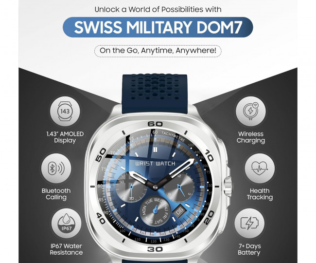 Смарт-годинник Swiss Military DOM7 Blue